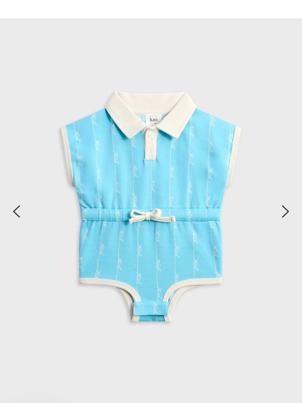 Kith Baby Polo Romper in Light Blue with Cream Trim